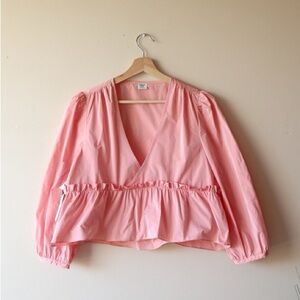 Sunday Best Jinx Blouse Guava Feminine Flowy Peplum Aritzia